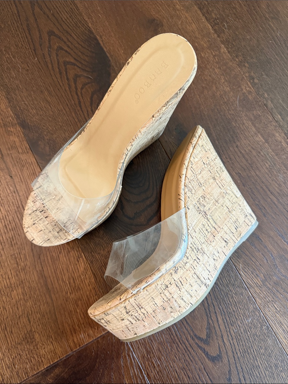Clear Strap Cork Wedge Sandals - Women